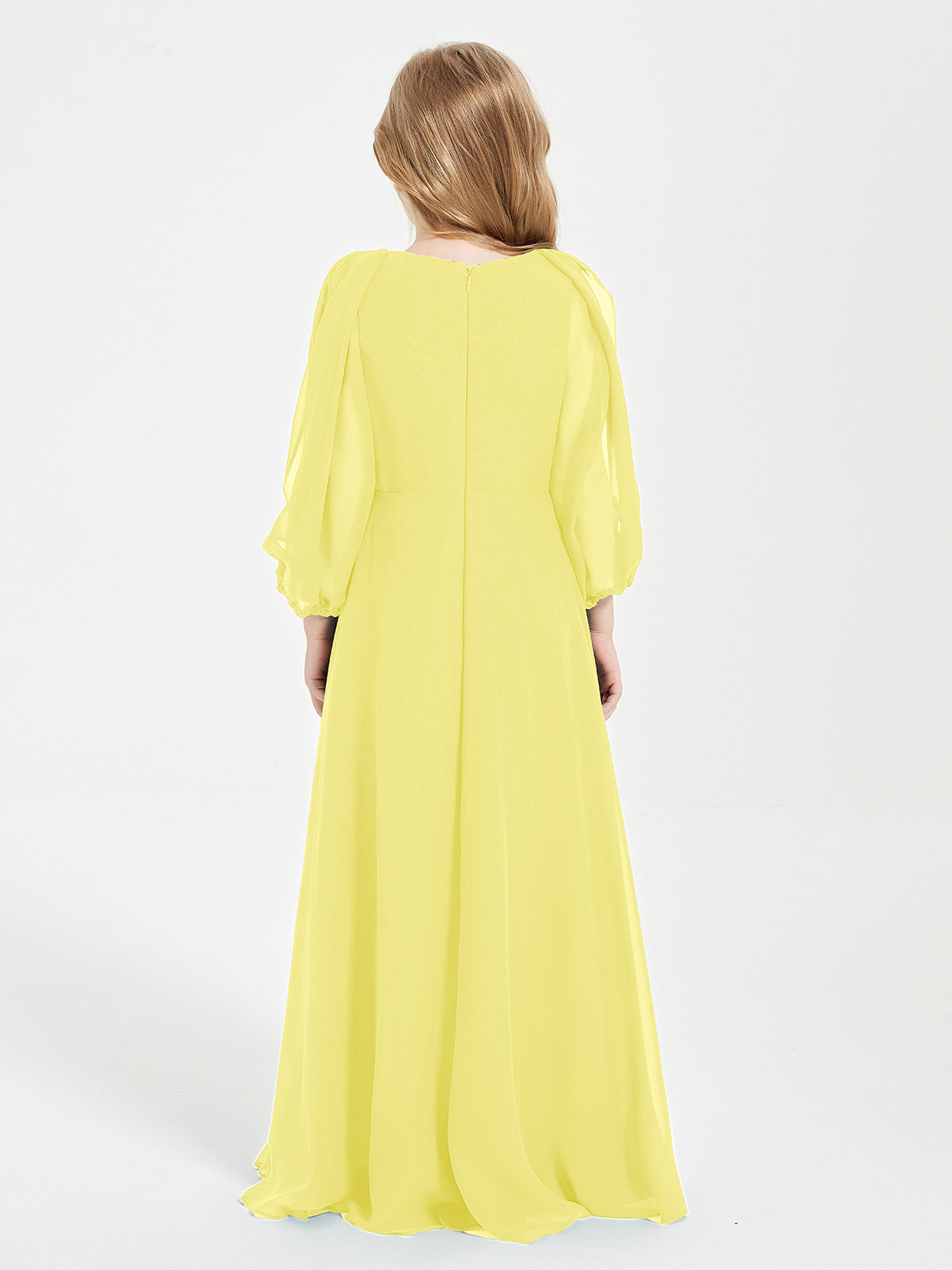 Modest Long Sleeved Junior Bridesmaid Gowns Lemon